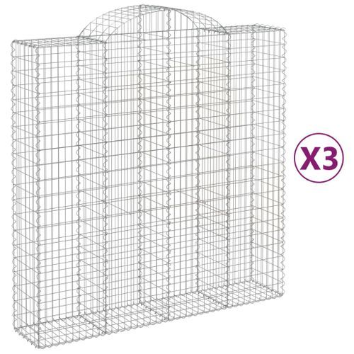 Paniers à gabions arqués 3 pcs 200x50x200/220 cm Fer galvanisé - Photo n°2; ?>