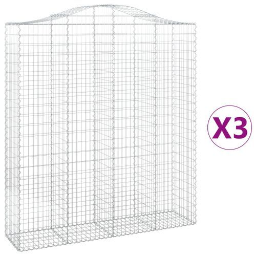 Paniers à gabions arqués 3 pcs 200x50x220/240 cm Fer galvanisé - Photo n°2; ?>