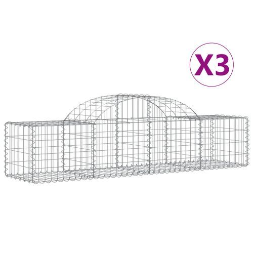 Paniers à gabions arqués 3 pcs 200x50x40/60 cm fer galvanisé - Photo n°2; ?>