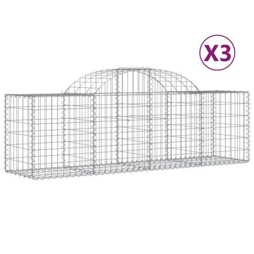 Paniers à gabions arqués 3 pcs 200x50x60/80 cm Fer galvanisé - Photo n°2; ?>