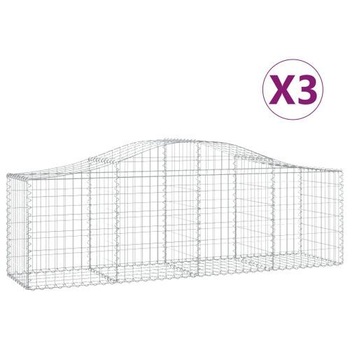 Paniers à gabions arqués 3 pcs 200x50x60/80 cm Fer galvanisé - Photo n°2; ?>