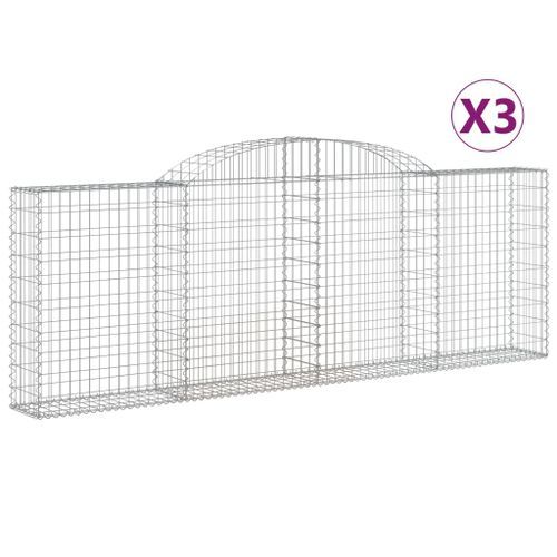 Paniers à gabions arqués 3 pcs 300x30x100/120 cm fer galvanisé - Photo n°2; ?>