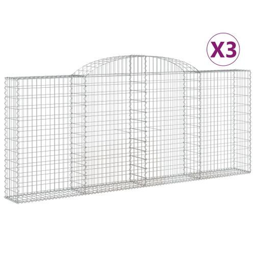 Paniers à gabions arqués 3 pcs 300x30x120/140 cm fer galvanisé - Photo n°2; ?>