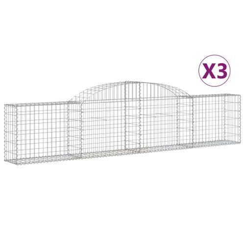 Paniers à gabions arqués 3 pcs 300x30x60/80 cm Fer galvanisé - Photo n°2; ?>