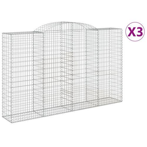 Paniers à gabions arqués 3 pcs 300x50x180/200 cm fer galvanisé - Photo n°2; ?>