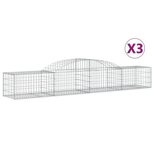 Paniers à gabions arqués 3 pcs 300x50x40/60 cm fer galvanisé - Photo n°2; ?>