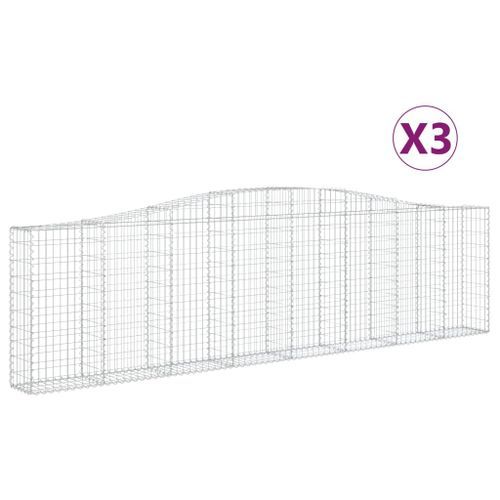 Paniers à gabions arqués 3 pcs 400x30x100/120 cm Fer galvanisé - Photo n°2; ?>