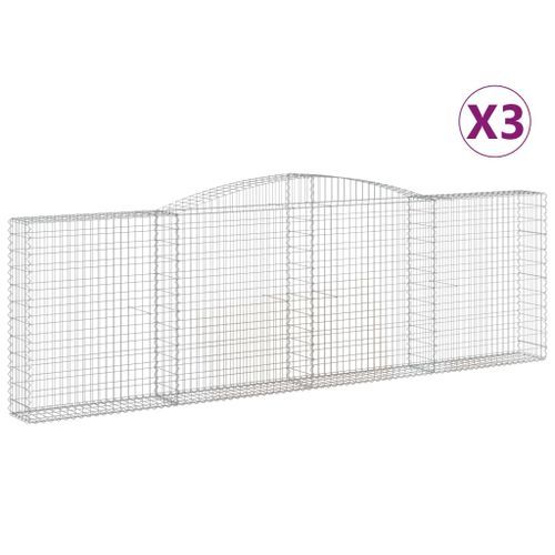 Paniers à gabions arqués 3 pcs 400x30x120/140 cm Fer galvanisé - Photo n°2; ?>