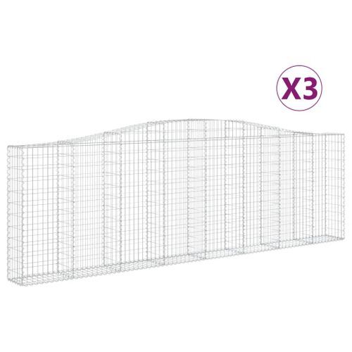 Paniers à gabions arqués 3 pcs 400x30x120/140 cm Fer galvanisé - Photo n°2; ?>