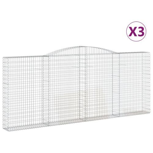 Paniers à gabions arqués 3 pcs 400x30x160/180 cm Fer galvanisé - Photo n°2; ?>