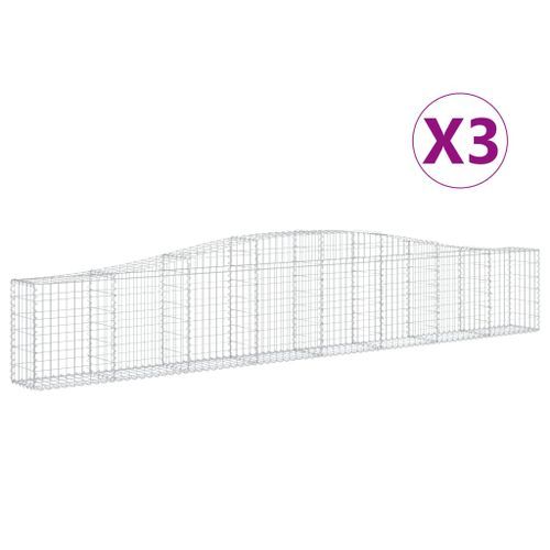 Paniers à gabions arqués 3 pcs 400x30x60/80 cm Fer galvanisé - Photo n°2; ?>