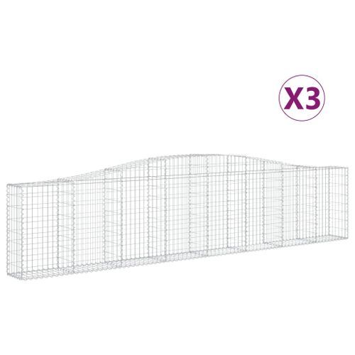 Paniers à gabions arqués 3 pcs 400x30x80/100 cm Fer galvanisé - Photo n°3; ?>