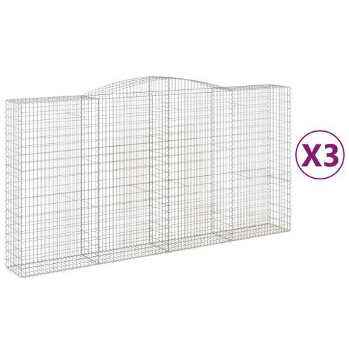 Paniers à gabions arqués 3 pcs 400x50x200/220 cm Fer galvanisé - Photo n°2; ?>