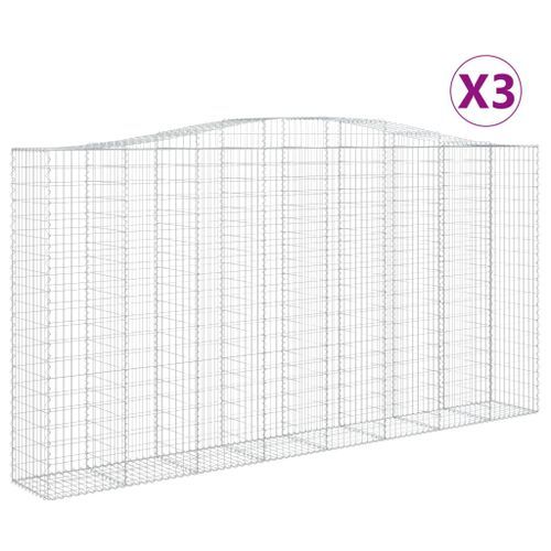 Paniers à gabions arqués 3 pcs 400x50x200/220 cm Fer galvanisé - Photo n°2; ?>