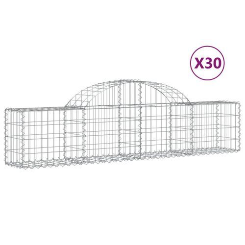 Paniers à gabions arqués 30 pcs 200x30x40/60 cm Fer galvanisé - Photo n°2; ?>