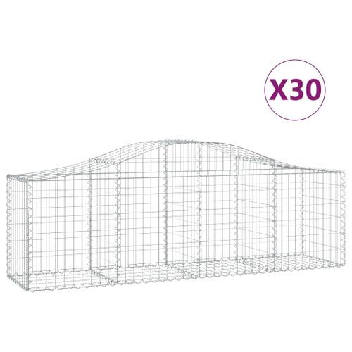 Paniers à gabions arqués 30 pcs 200x50x60/80 cm fer galvanisé - Photo n°2; ?>