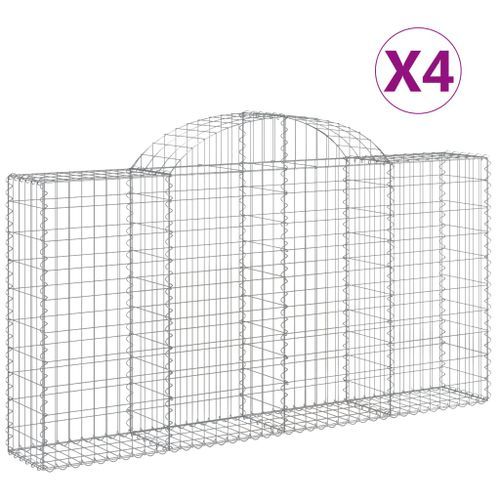 Paniers à gabions arqués 4 pcs 200x30x100/120 cm Fer galvanisé - Photo n°2; ?>