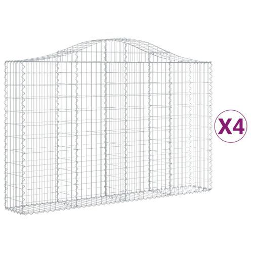 Paniers à gabions arqués 4 pcs 200x30x120/140 cm Fer galvanisé - Photo n°2; ?>