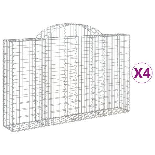 Paniers à gabions arqués 4 pcs 200x30x120/140 cm Fer galvanisé - Photo n°2; ?>