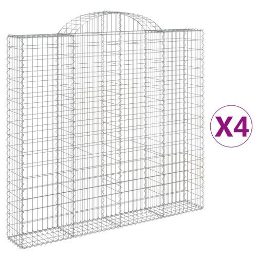 Paniers à gabions arqués 4 pcs 200x30x180/200 cm Fer galvanisé - Photo n°2; ?>