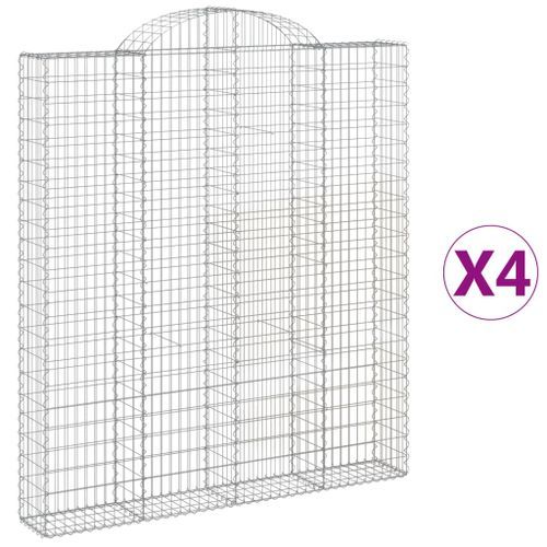 Paniers à gabions arqués 4 pcs 200x30x220/240 cm fer galvanisé - Photo n°2; ?>