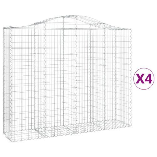 Paniers à gabions arqués 4 pcs 200x50x160/180 cm Fer galvanisé - Photo n°2; ?>