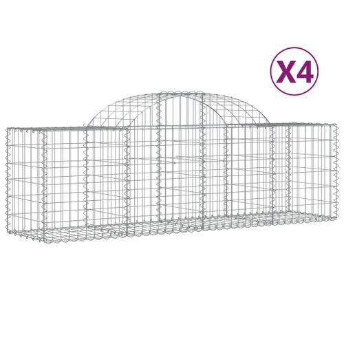 Paniers à gabions arqués 4 pcs 200x50x60/80 cm Fer galvanisé - Photo n°2; ?>