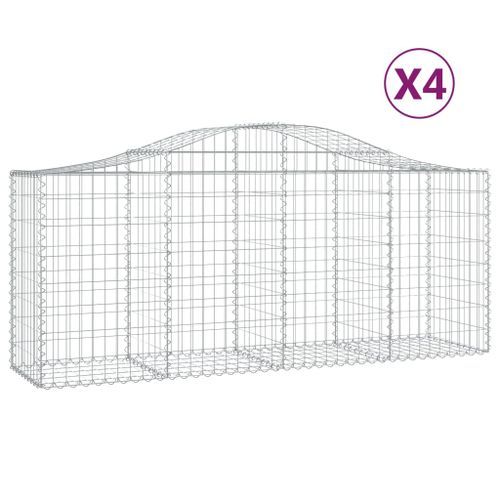 Paniers à gabions arqués 4 pcs 200x50x80/100 cm Fer galvanisé - Photo n°2; ?>