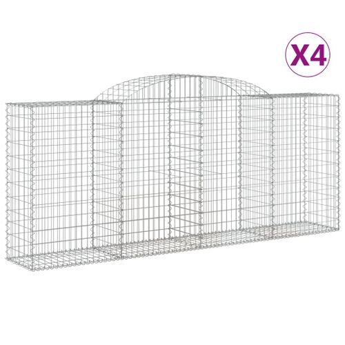 Paniers à gabions arqués 4 pcs 300x50x120/140 cm fer galvanisé - Photo n°2; ?>