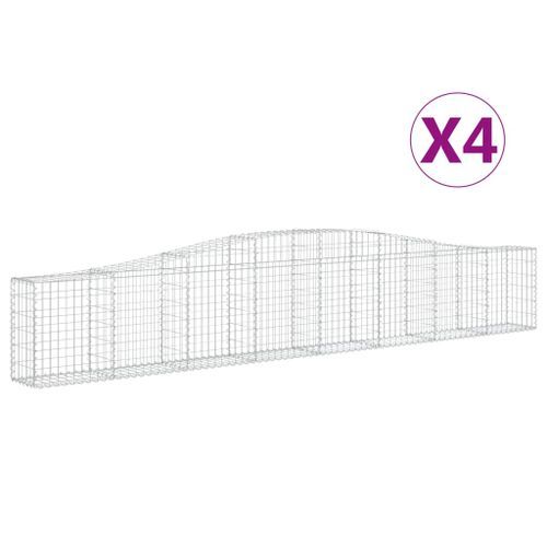 Paniers à gabions arqués 4 pcs 400x30x60/80 cm Fer galvanisé - Photo n°2; ?>