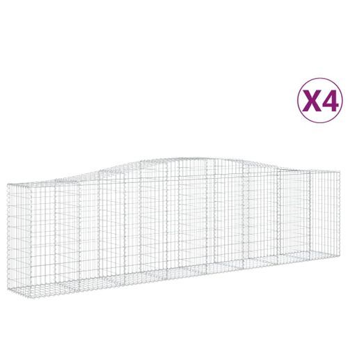 Paniers à gabions arqués 4 pcs 400x50x100/120 cm Fer galvanisé - Photo n°2; ?>