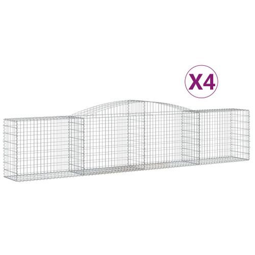 Paniers à gabions arqués 4 pcs 400x50x80/100 cm Fer galvanisé - Photo n°2; ?>