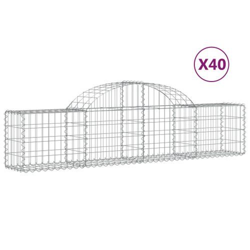 Paniers à gabions arqués 40 pcs 200x30x40/60 cm Fer galvanisé - Photo n°2; ?>