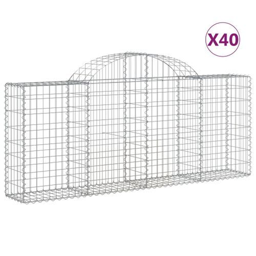 Paniers à gabions arqués 40 pcs 200x30x80/100 cm Fer galvanisé - Photo n°2; ?>