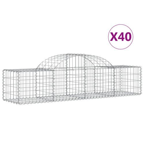 Paniers à gabions arqués 40 pcs 200x50x40/60 cm fer galvanisé - Photo n°2; ?>