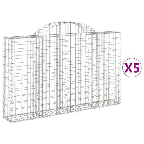 Paniers à gabions arqués 5 pcs 200x30x120/140 cm Fer galvanisé - Photo n°2; ?>