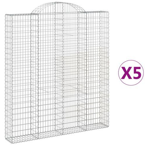 Paniers à gabions arqués 5 pcs 200x30x220/240 cm fer galvanisé - Photo n°2; ?>