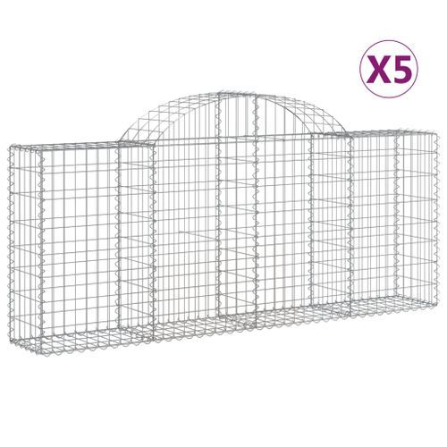 Paniers à gabions arqués 5 pcs 200x30x80/100 cm Fer galvanisé - Photo n°2; ?>