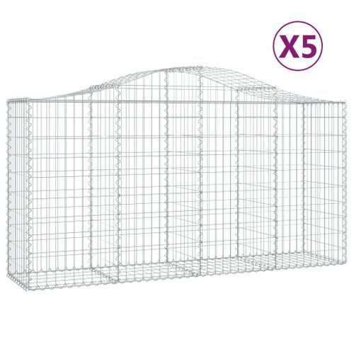 Paniers à gabions arqués 5 pcs 200x50x100/120 cm fer galvanisé - Photo n°2; ?>