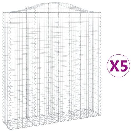 Paniers à gabions arqués 5 pcs 200x50x220/240 cm Fer galvanisé - Photo n°2; ?>