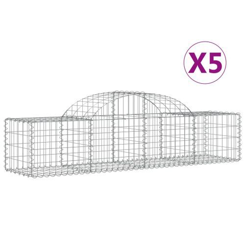 Paniers à gabions arqués 5 pcs 200x50x40/60 cm fer galvanisé - Photo n°2; ?>