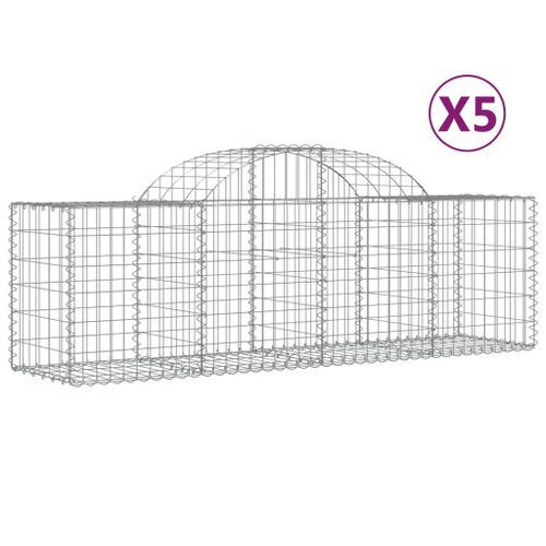 Paniers à gabions arqués 5 pcs 200x50x60/80 cm Fer galvanisé - Photo n°2; ?>