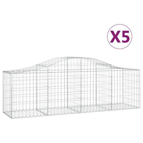 Paniers à gabions arqués 5 pcs 200x50x60/80 cm Fer galvanisé - Photo n°2; ?>