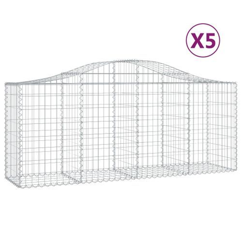 Paniers à gabions arqués 5 pcs 200x50x80/100 cm Fer galvanisé - Photo n°2; ?>