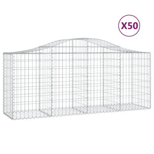 Paniers à gabions arqués 50 pcs 200x50x80/100 cm Fer galvanisé - Photo n°2; ?>