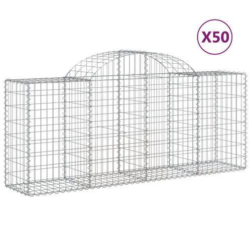 Paniers à gabions arqués 50 pcs 200x50x80/100 cm Fer galvanisé - Photo n°2; ?>