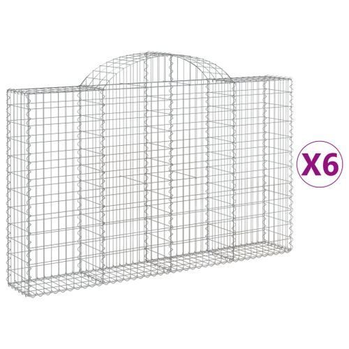 Paniers à gabions arqués 6 pcs 200x30x120/140 cm Fer galvanisé - Photo n°2; ?>