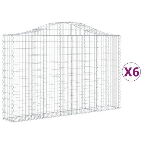 Paniers à gabions arqués 6 pcs 200x30x120/140 cm Fer galvanisé - Photo n°2; ?>