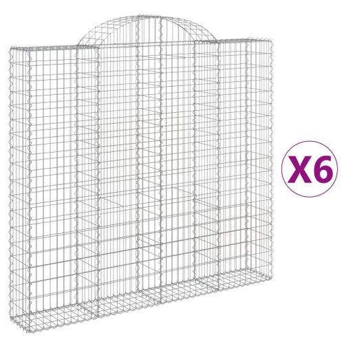 Paniers à gabions arqués 6 pcs 200x30x180/200 cm Fer galvanisé - Photo n°2; ?>