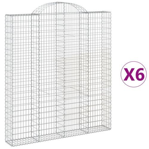 Paniers à gabions arqués 6 pcs 200x30x220/240 cm fer galvanisé - Photo n°2; ?>